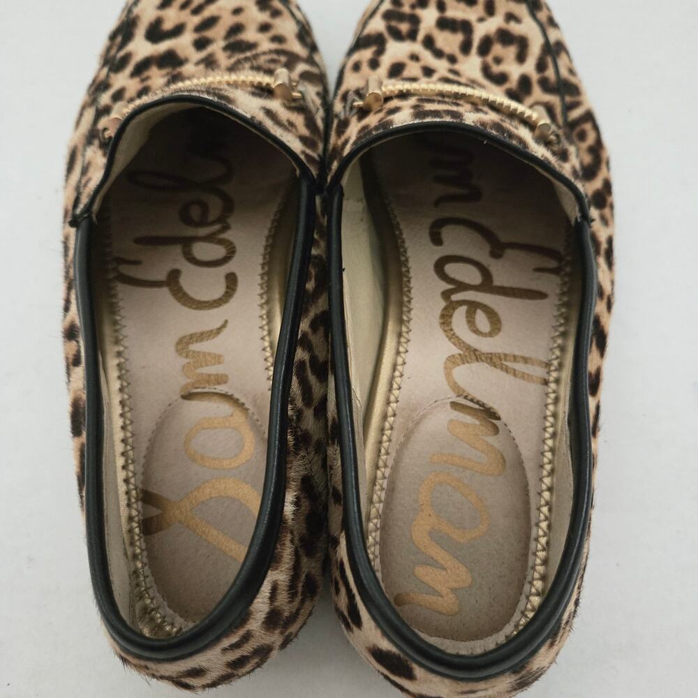 Sam Edelman Lior Leather Calf Hair Leopard Print Bridle Loafers Sz 8.5 Academia - Picture 10 of 11
